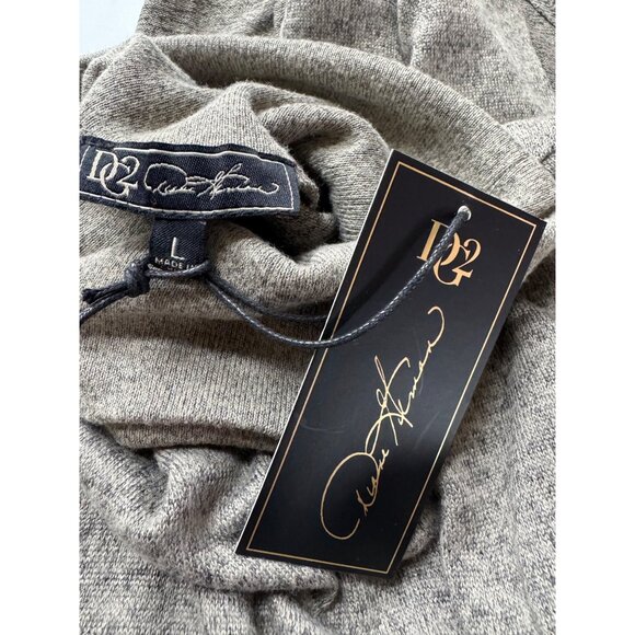 DG2 by Diane Gilman Asymmetrical Shark Bite Hem Turtle Neck Sweater Large Brown - Picture 8 of 13